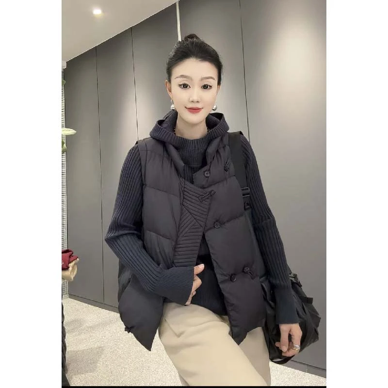 7173太谷休闲简约宽松设计师款韩版时尚女士羽绒马甲冬季