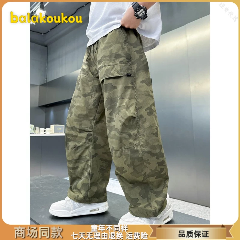 巴拉扣扣儿童装男童夏装工装裤子防蚊裤2025新款中大童男孩薄款夏