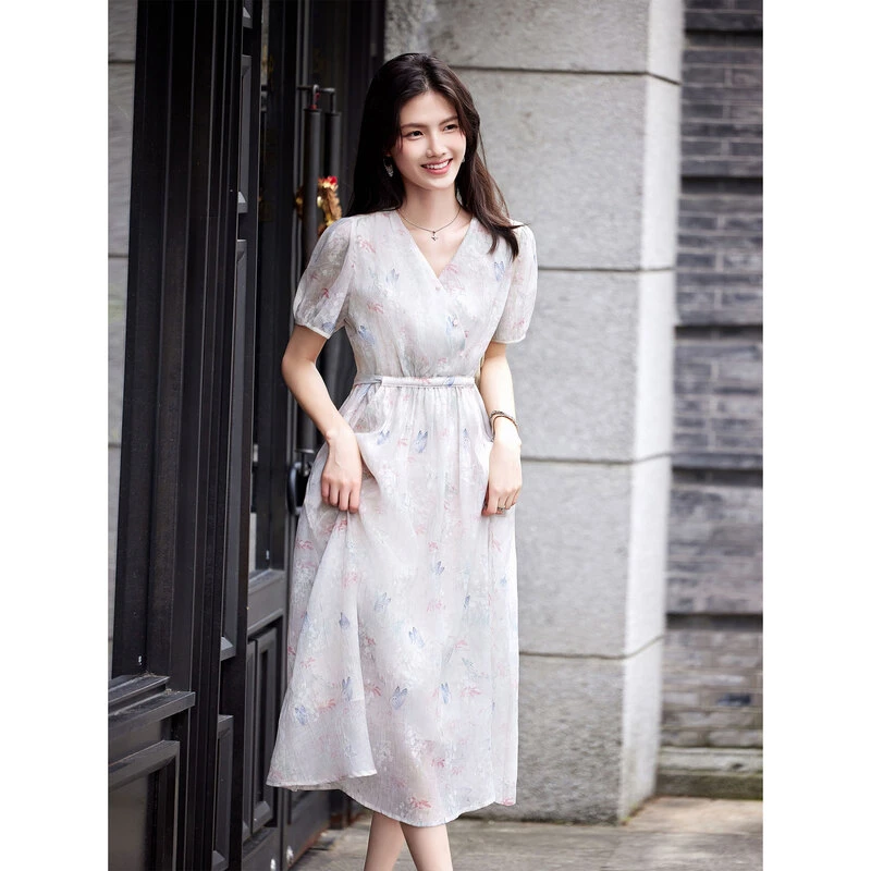气质短袖连衣裙SXL24113