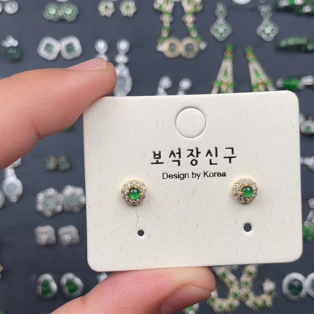 翡翠银S925镶嵌耳饰