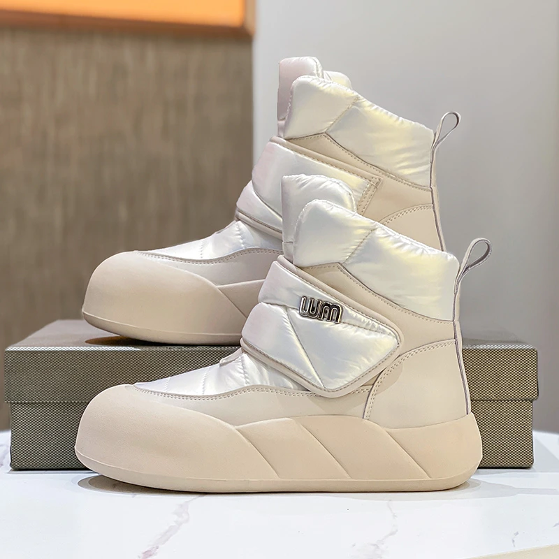 网红雪地靴女2025冬季新款加绒加厚棉鞋魔术贴高帮鞋厚底保暖短靴