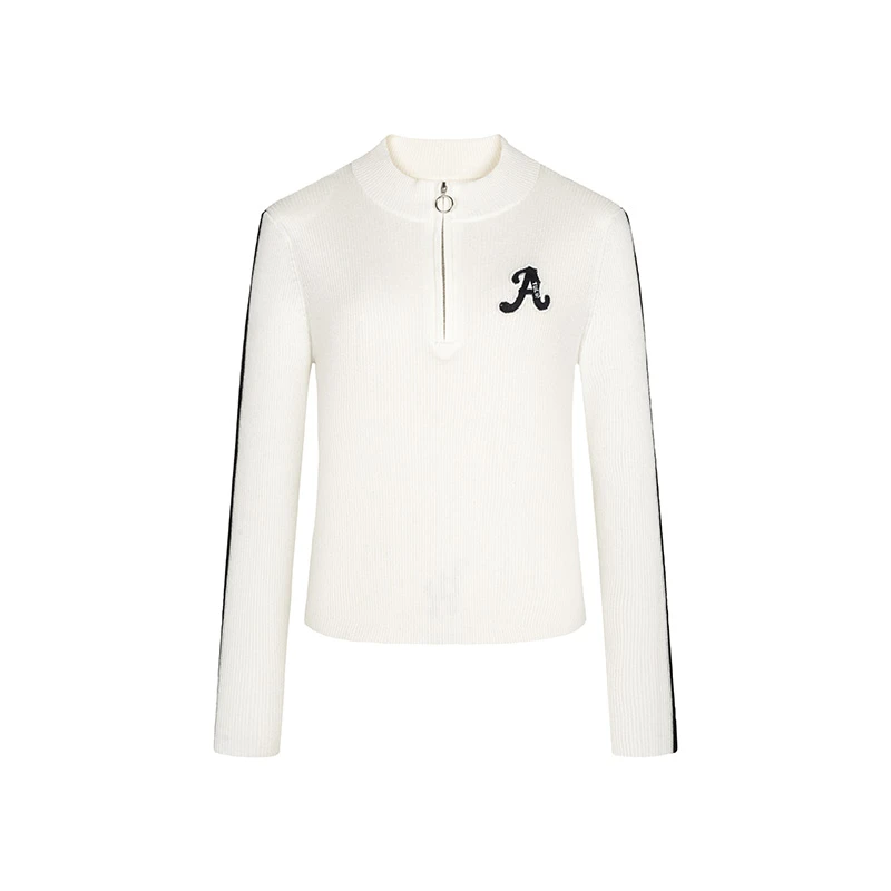 设计师女装2025秋季新款线衫运动时尚修身翻领毛针织衫41588