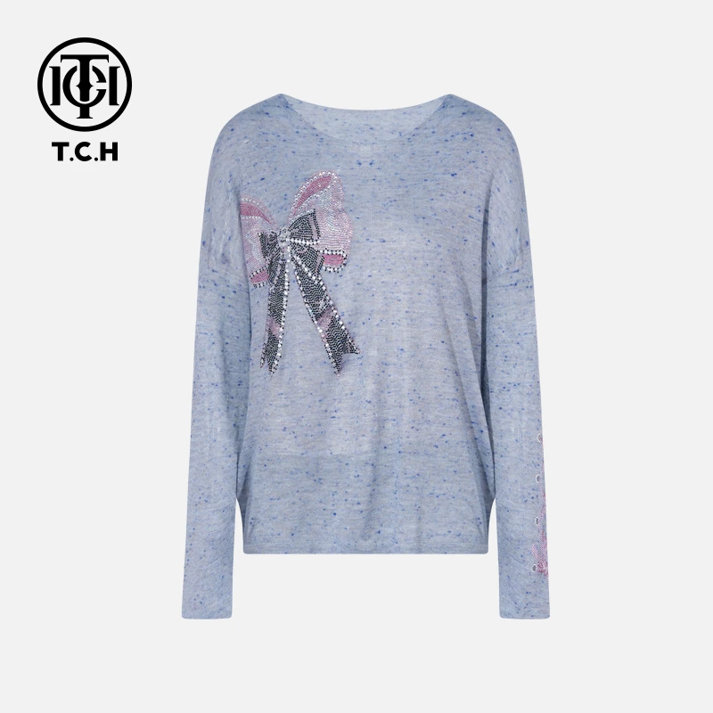 TCH私服秋季烫钻工艺时尚休闲百搭针织衫女T75C09E5097轻奢tch