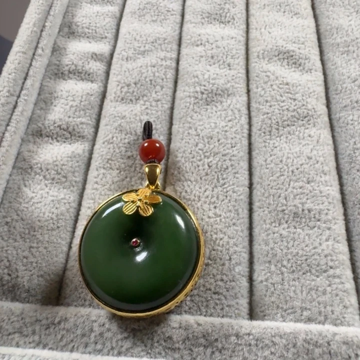 和田玉（碧玉）银S925镶嵌颈饰