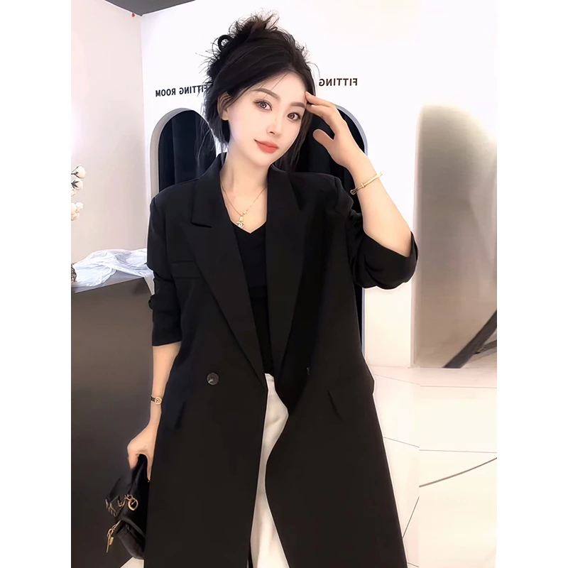 高级感休闲西装外套女中长款气质韩版垂感设计感春秋款风衣小个子