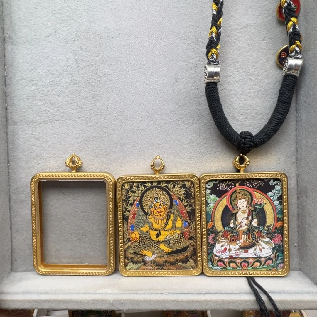 吊坠前****遭铜双面黄老爷普贤绳子10号黑金