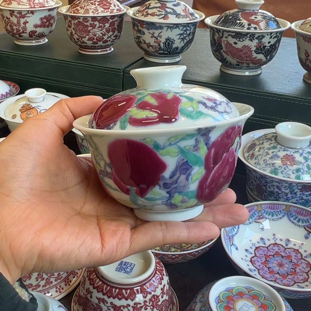 H冉月观隐珐琅彩九桃五福