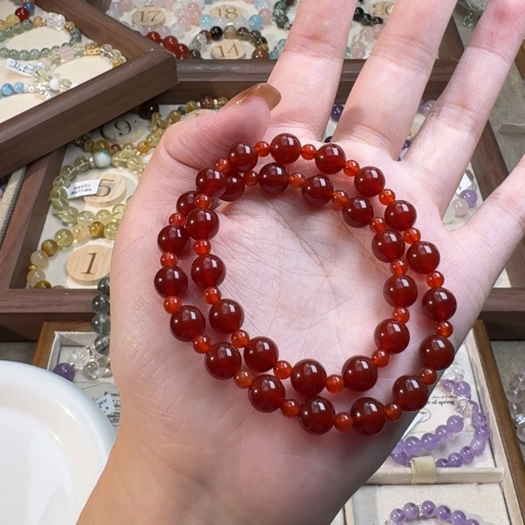 懒****水晶手链未镶嵌红玛瑙