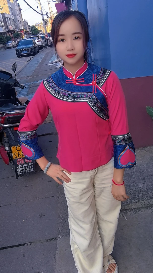 布依族壮族新款玫粉色单件上衣