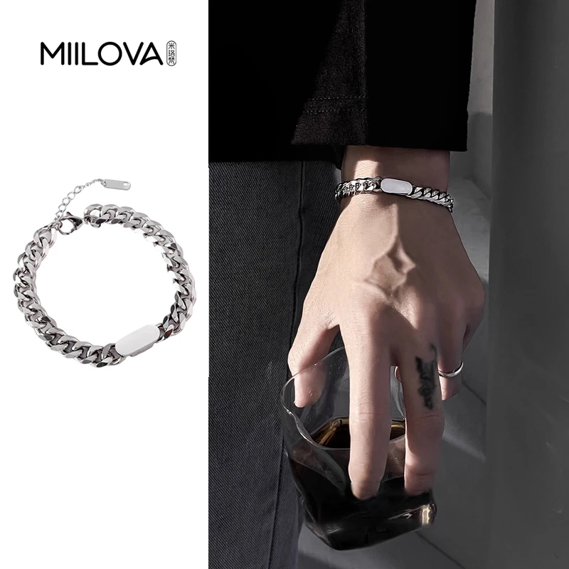 钛钢手链 古巴手链男小众设计美式钛钢男生手镯潮简单大方男饰品