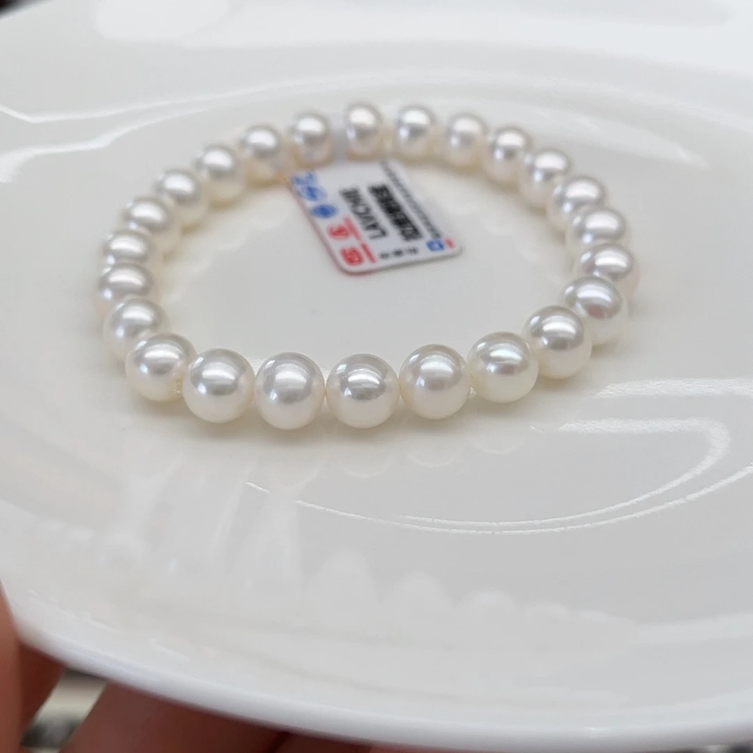 荞***安未镶嵌颈饰淡水珍珠8-9无核手链