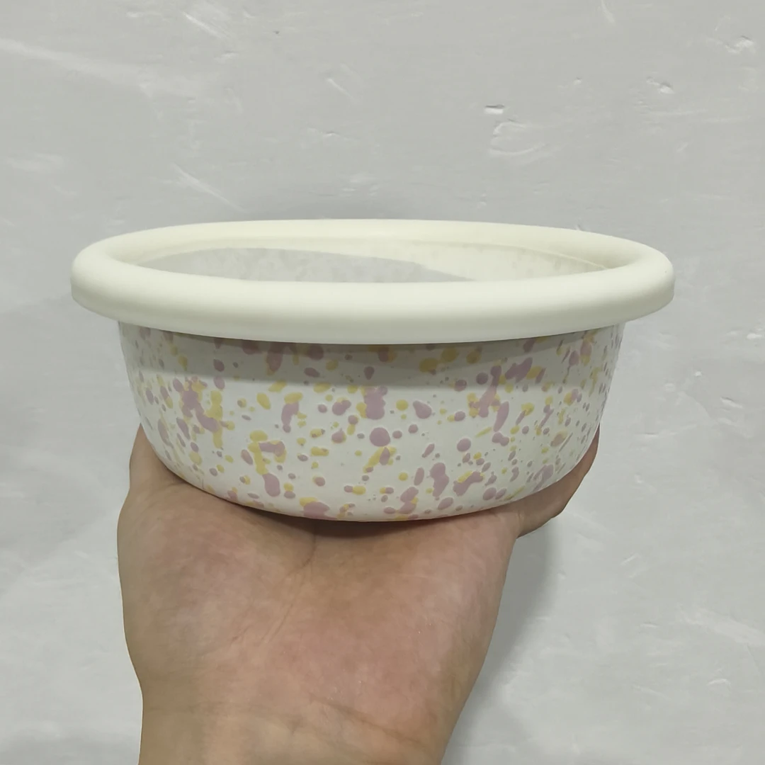 【颜值好物】黄粉 内外泼墨 18cm家用芝士盘  烤盘