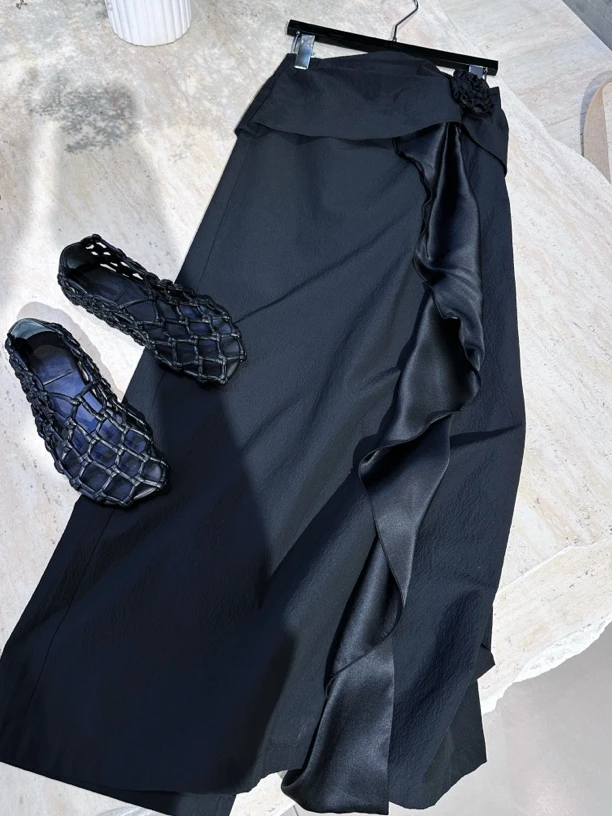 YCH 黑色花朵裙子