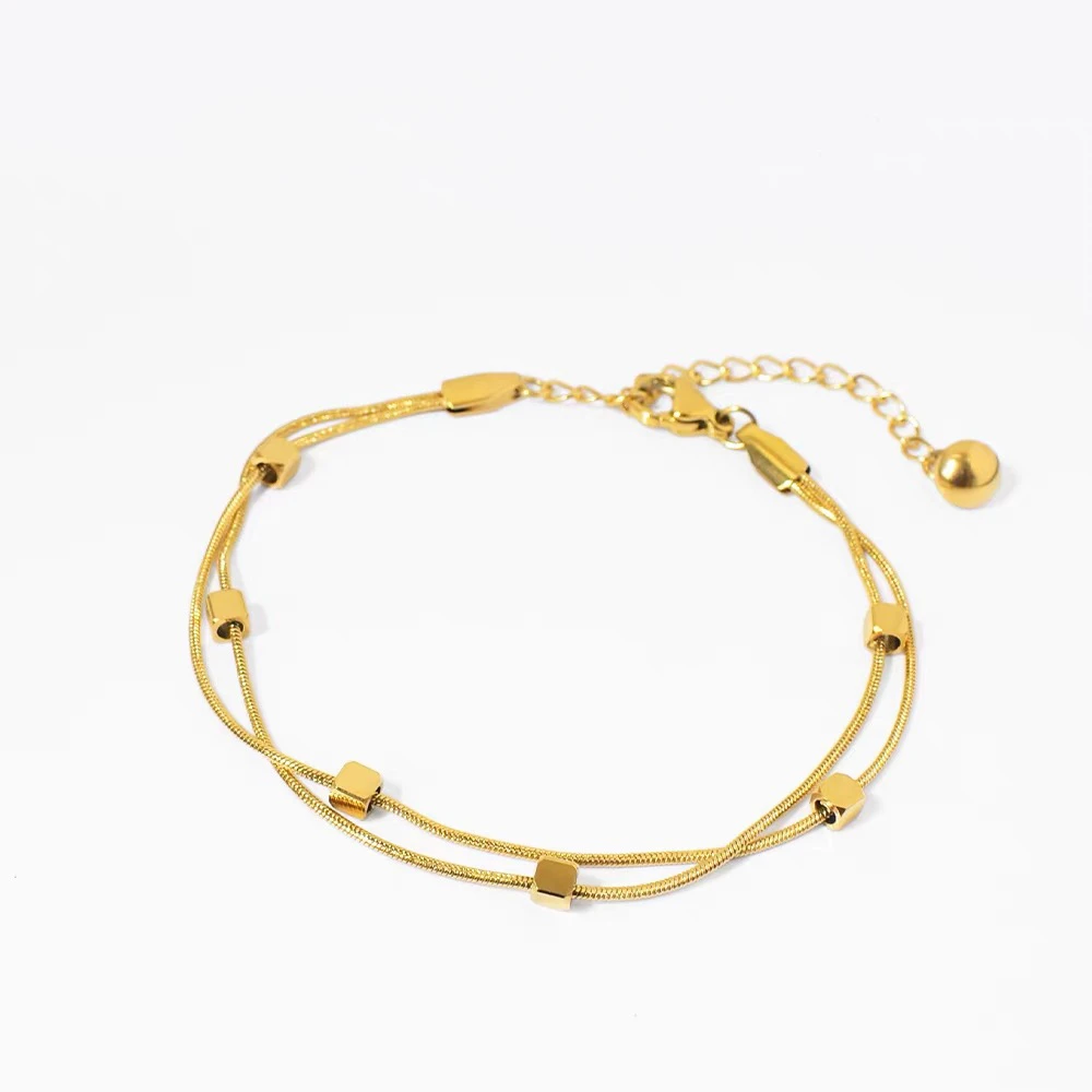 钛钢手链 双层小方糖手链女ins小众设计叠戴高级感不掉色手饰品