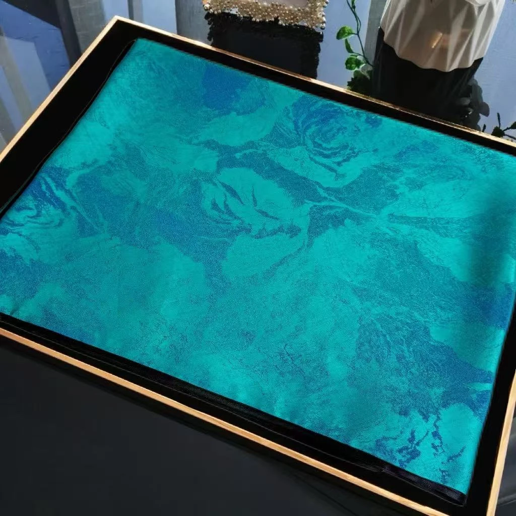 宋锦宝石蓝 180*70 宋锦老料 端庄气质优雅丝巾