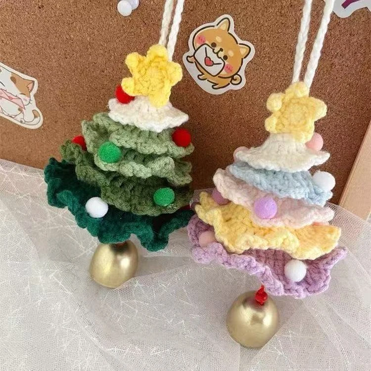 手工钩针编织圣诞树车载挂件毛线钩织diy材料包装饰礼物车挂