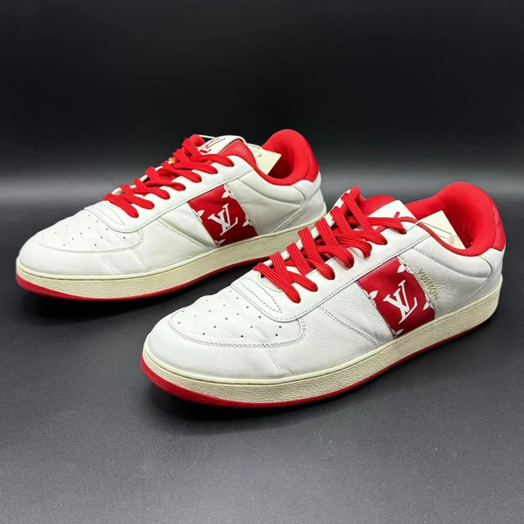 95新 LouisVuitton/路易威登 【聚星优选】白红色低帮板鞋42欧c040g