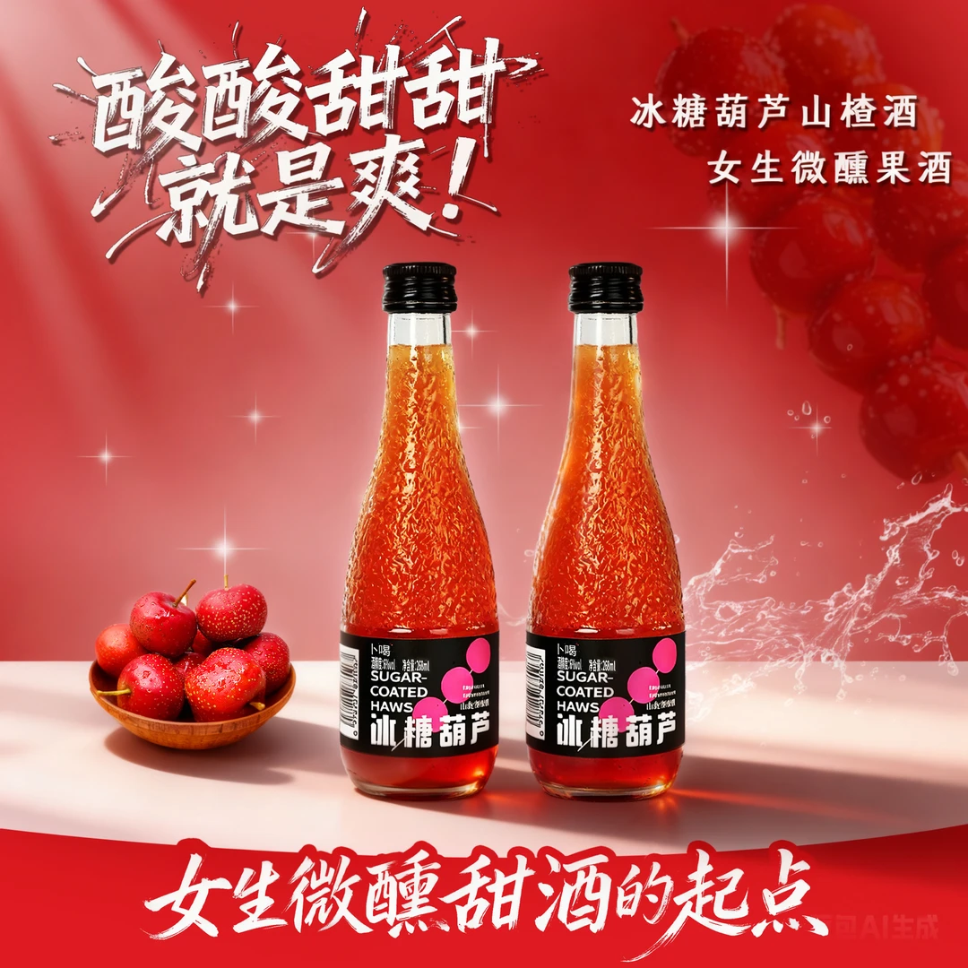 【女生低度果酒】酸甜可口好喝冰糖葫芦山楂酒水果酒冰糖葫芦酒