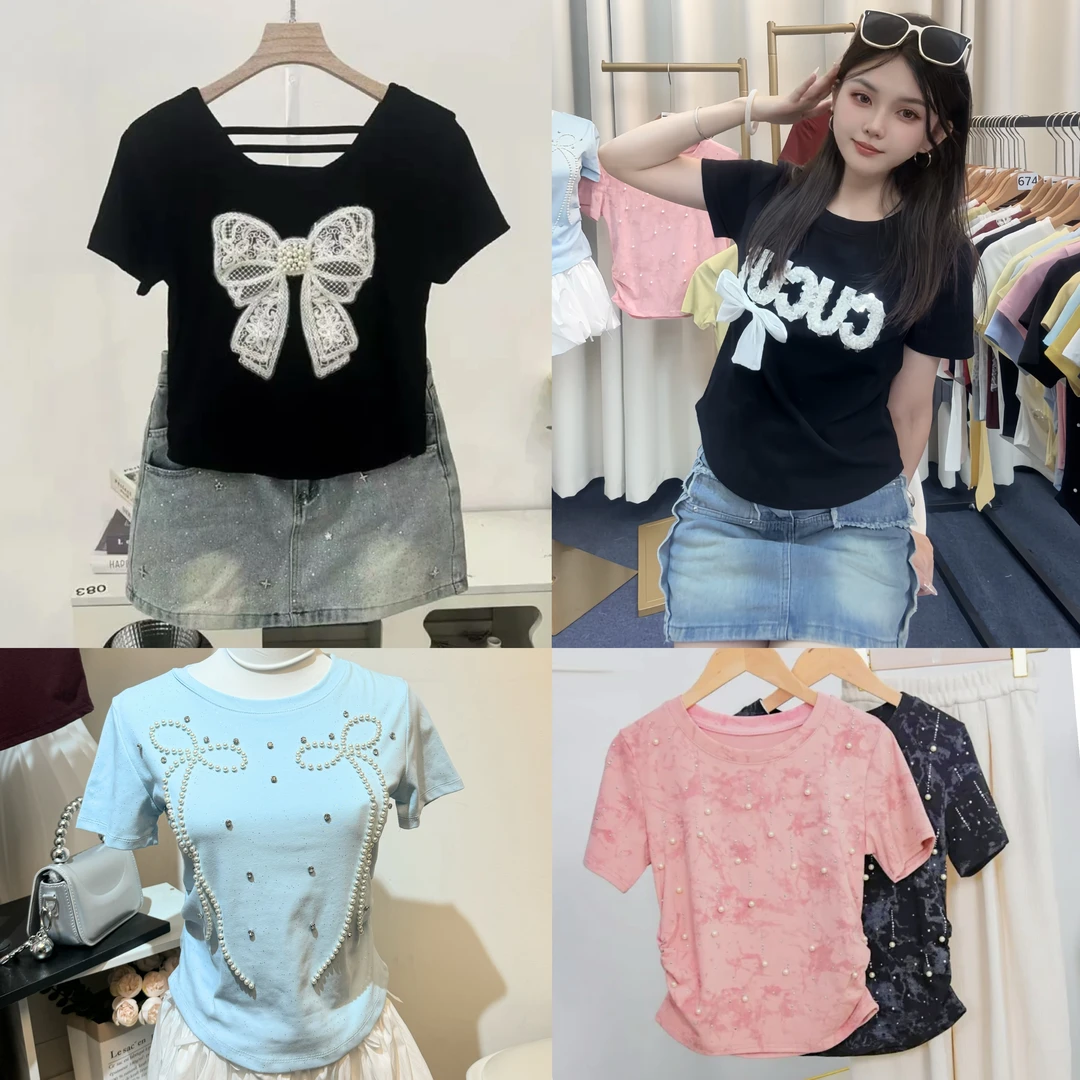 （精选小个子）夏季出游百搭洋气T恤立体不规则设计短款集体链接