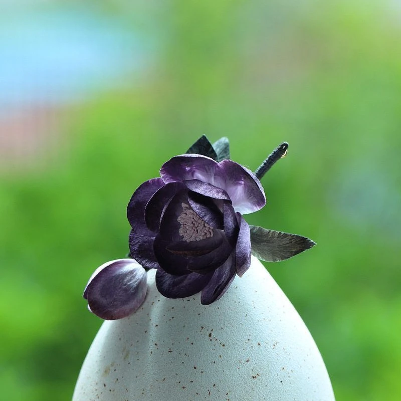 锌合金胸针 【紫娇花】新款国风非遗蚕丝绒花胸针中式古典旗袍紫娇