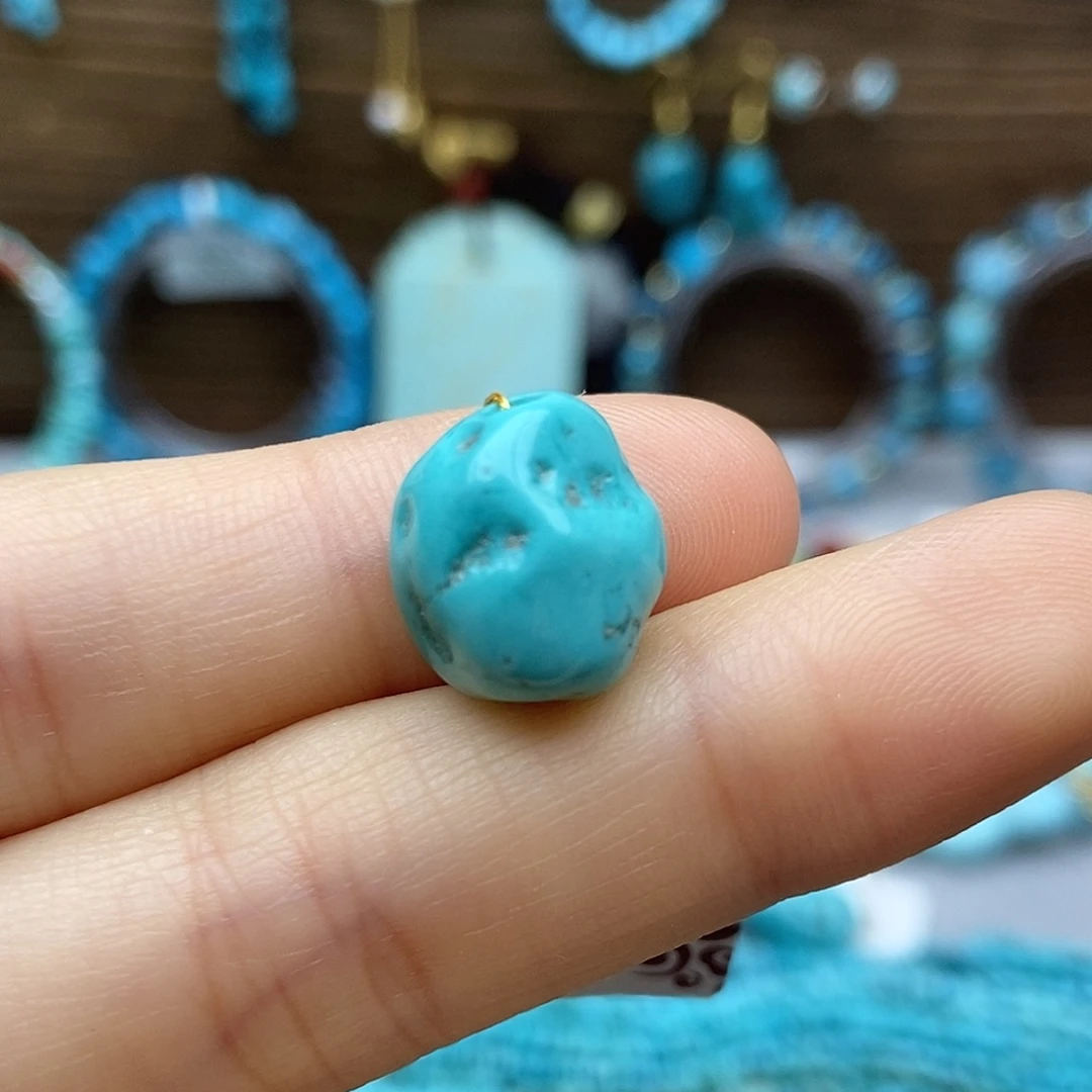 绿松石未镶嵌玉化蓝随行