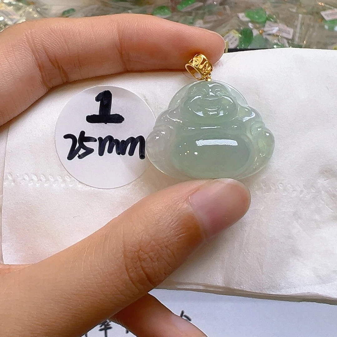 翡翠18K金镶嵌吊坠(不含链)翡翠