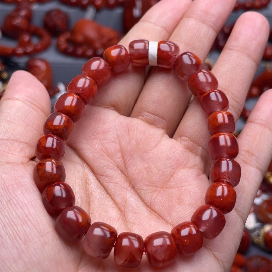 南红玛瑙未镶嵌珠宝奇石单圈9.5mm