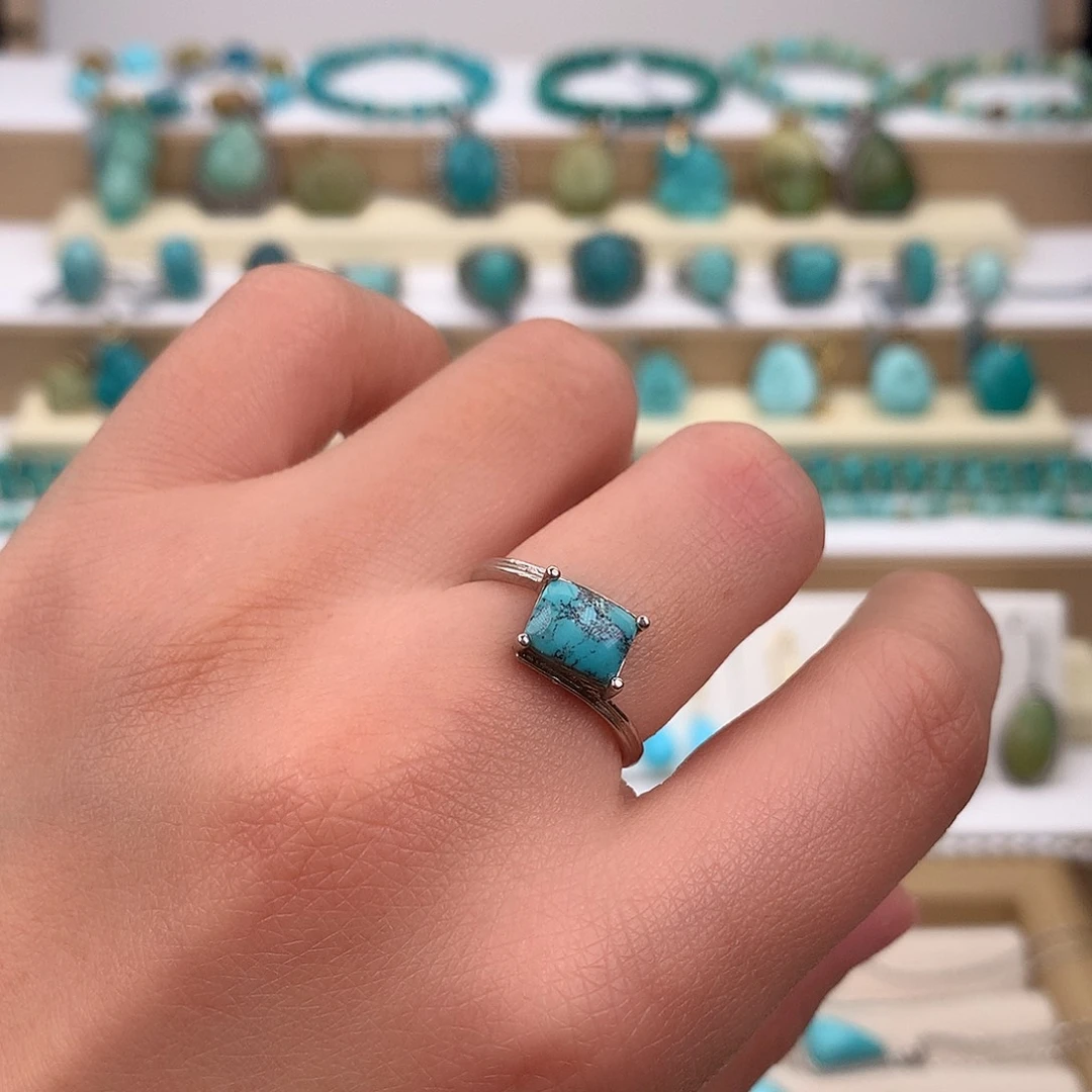 绿松石银S925镶嵌戒指