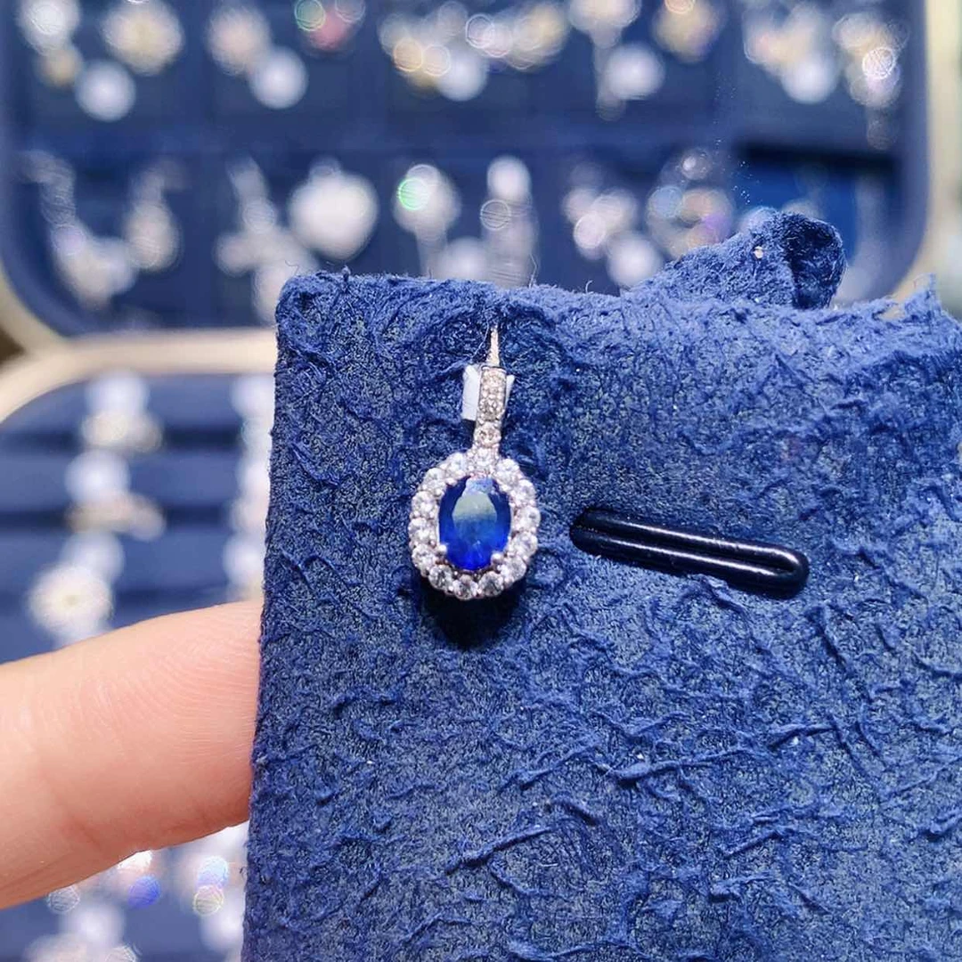 【闪购商品】吊坠(不含链)蓝宝石18K金镶嵌小蛋面吊坠