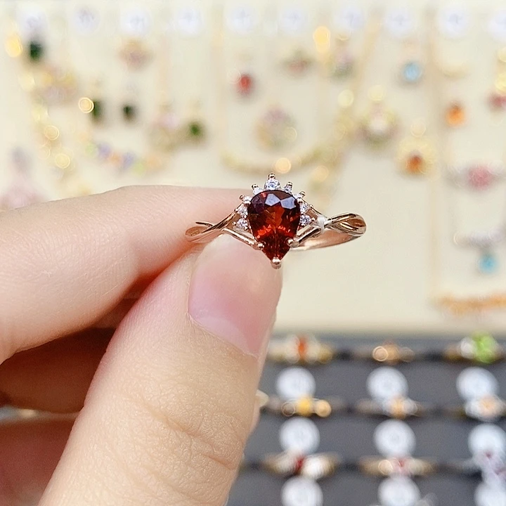 石榴石（芬达石）戒指银S925镶嵌