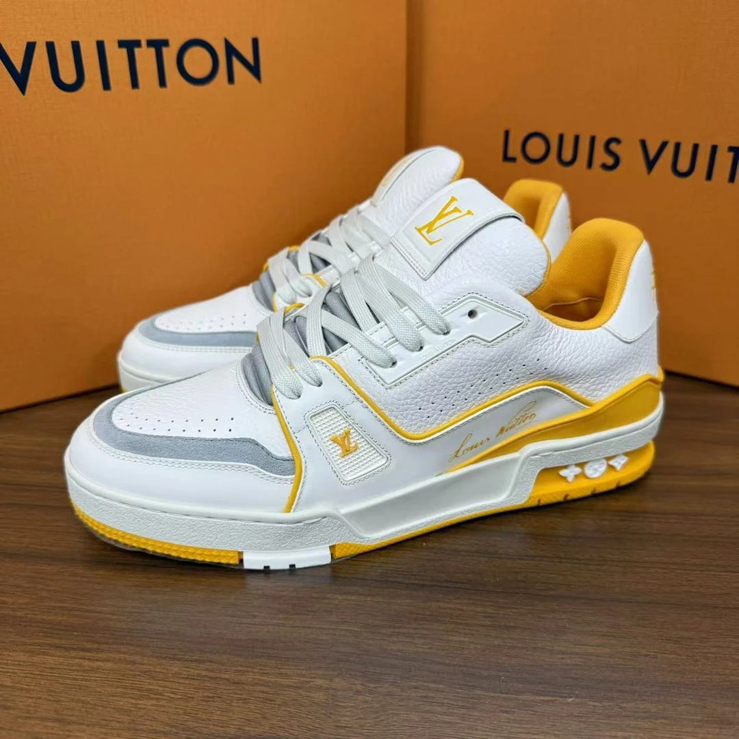 【靓金程特惠】LouisVuitton/路易威登经典白黄水泥配色Trainer板鞋