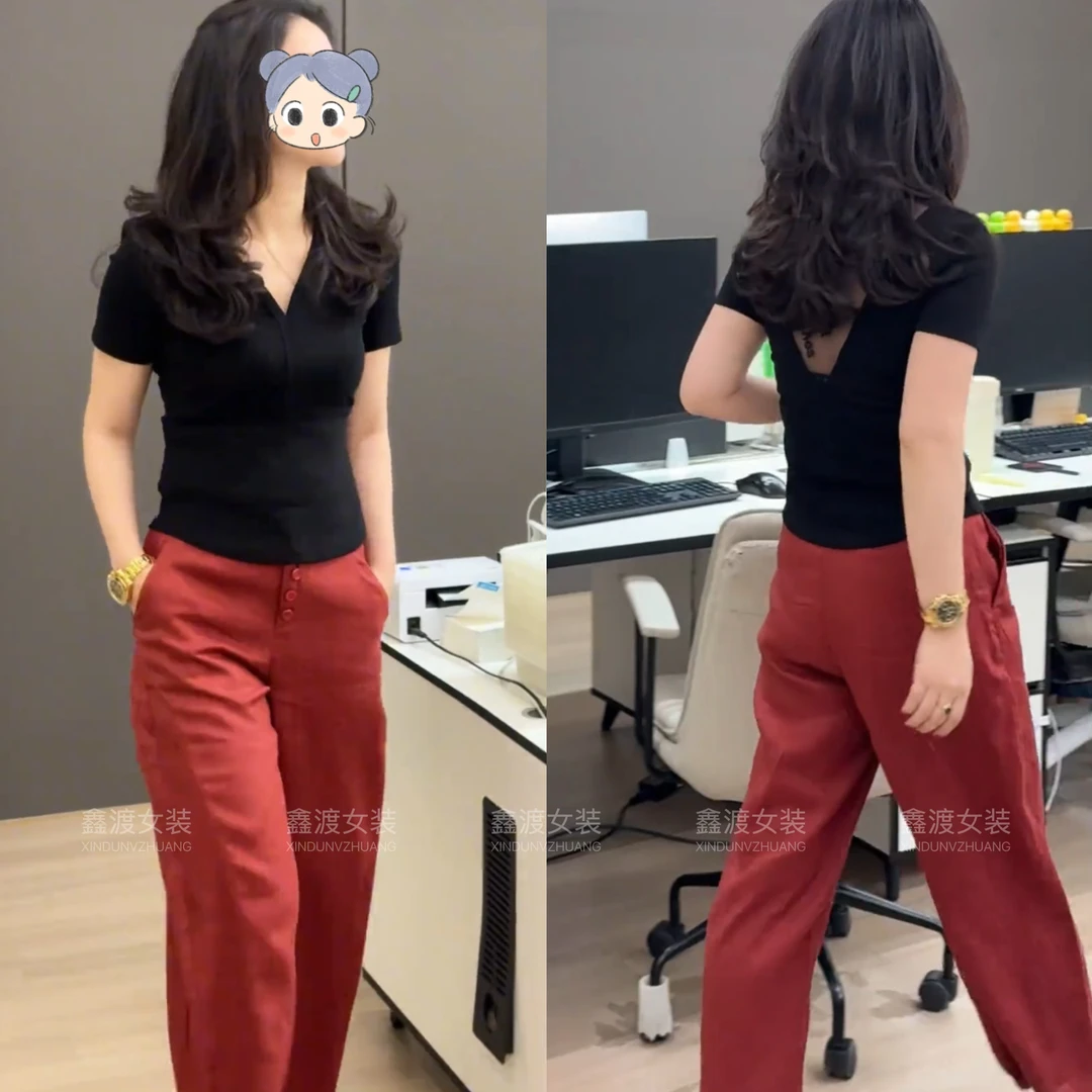 2025春夏新款时尚显瘦气质女士网红洋气两件套百搭款D5266