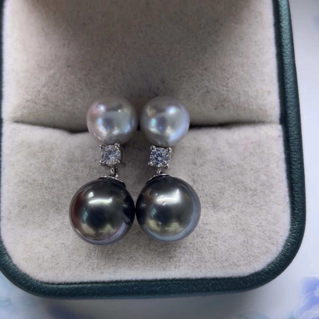 海水珍珠耳饰银S925镶嵌