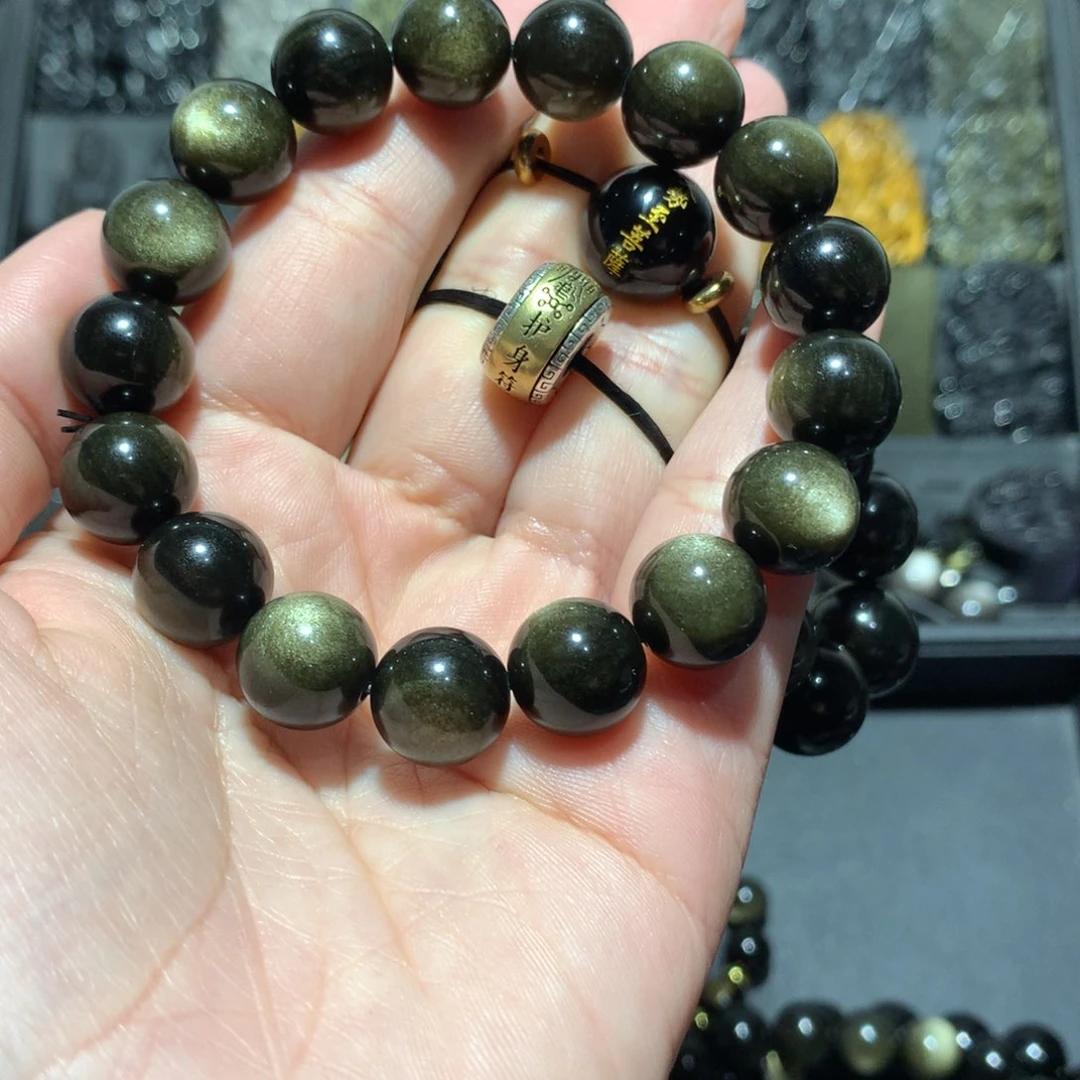 黑曜岩手串未镶嵌小*儿定制手串