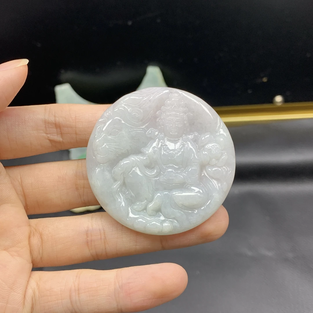 天然缅甸翡翠A货 千手观音吊坠生肖鼠守护神配饰百搭