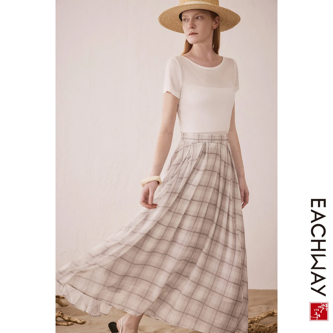 【通勤假日双生美学】新经典主义格纹半裙2025夏季A字长裙女