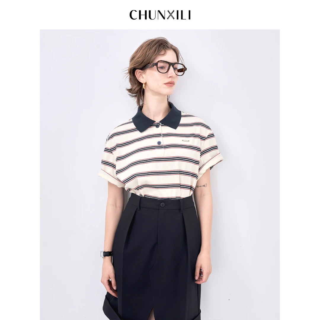 CHUNXILI/春熙里 时尚条纹英伦风T恤POLO衫DC0S51052