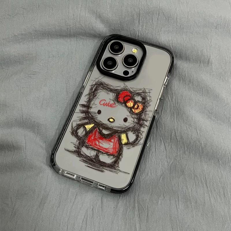 潦草kitty猫适用苹果16proiphone17防摔卡通可爱15plus创意1413女