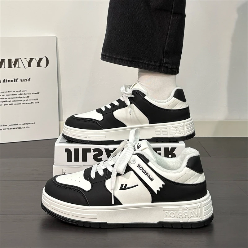 回力男款黑白熊猫板鞋冬季新款加绒小白鞋休闲ins百搭情侣款潮鞋