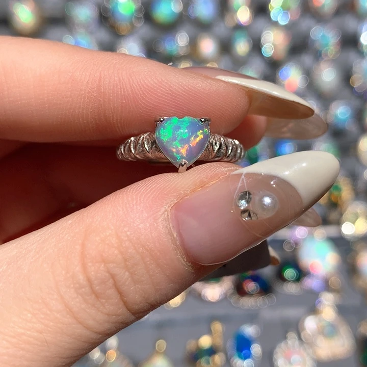 欧泊福利戒指w银S925镶嵌