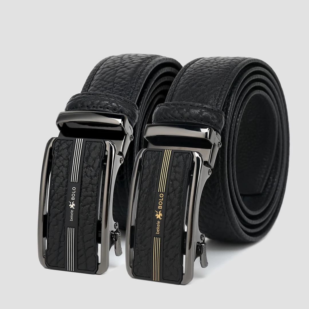 比格尔保罗男士头层牛皮自动扣牛皮腰带野牛纹男款欧美商务百搭