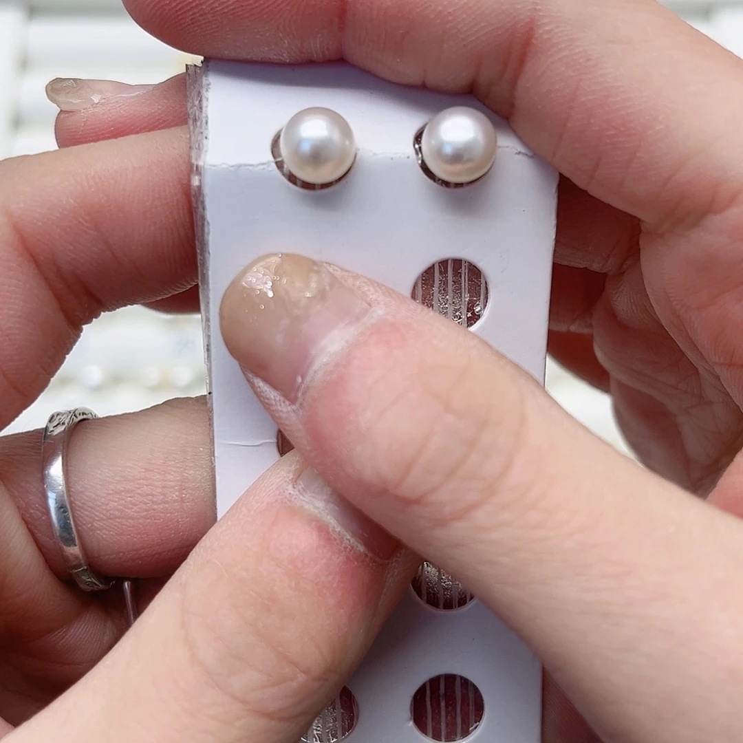 淡水珍珠耳饰银S925镶嵌子*