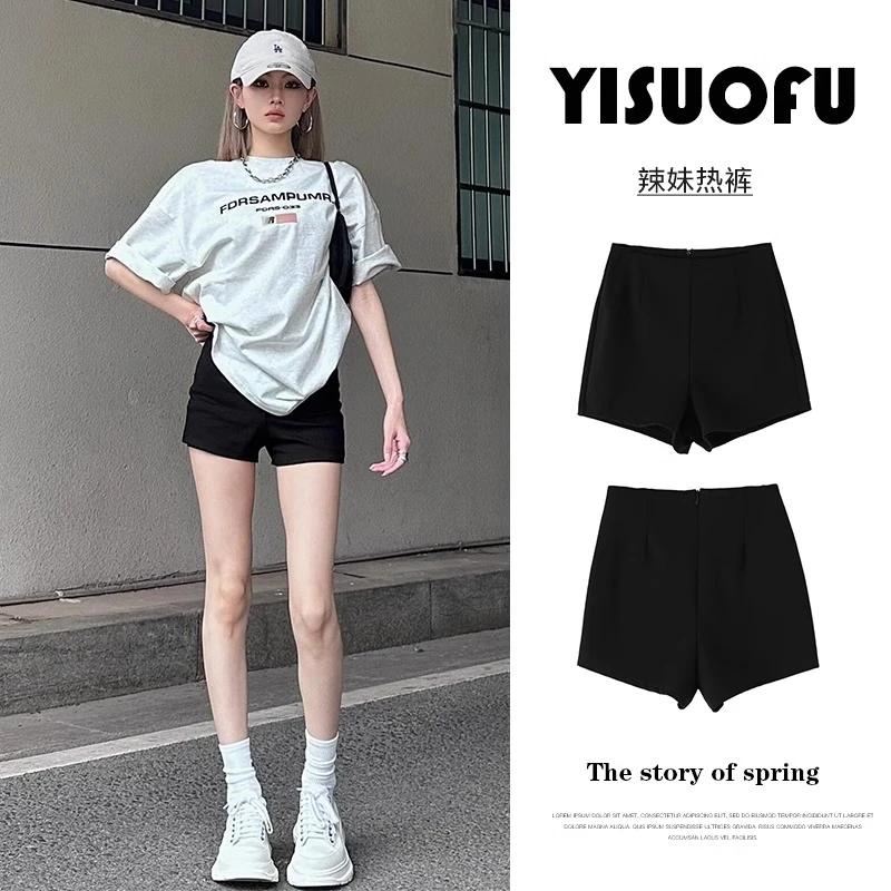 短裤女夏外穿爆款2025新款黑色热裤高腰紧身a字版打底裤休闲短裤
