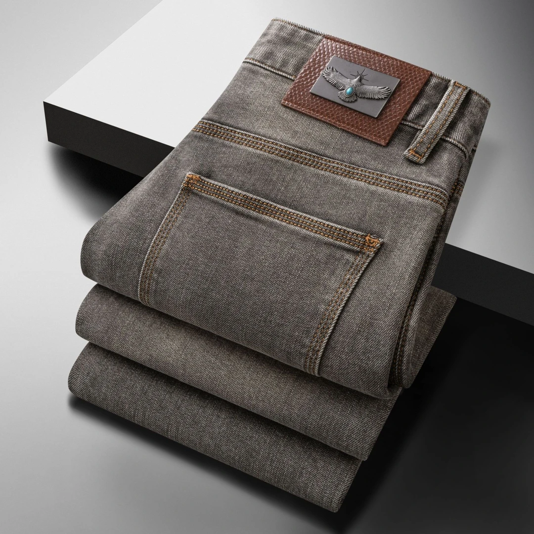 秋季简欧风中高腰做旧牛仔裤活力风高弹简约风微弹男士牛仔裤