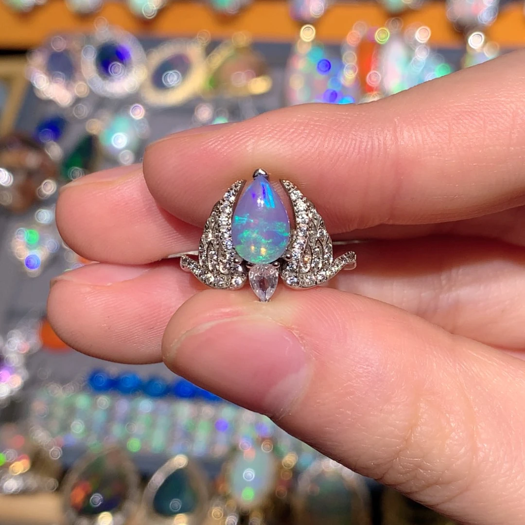 欧泊银S925镶嵌欧泊戒指