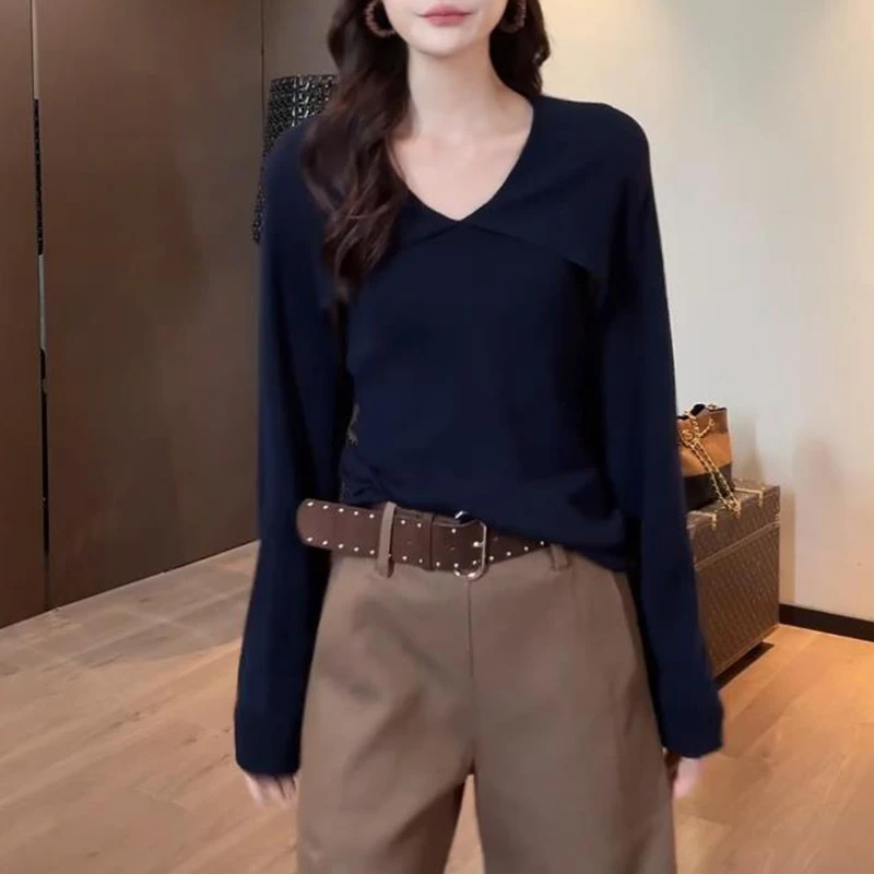 2025秋季新款慵懒清冷洋气酷飒风高级感知性气质两穿针织独特上衣