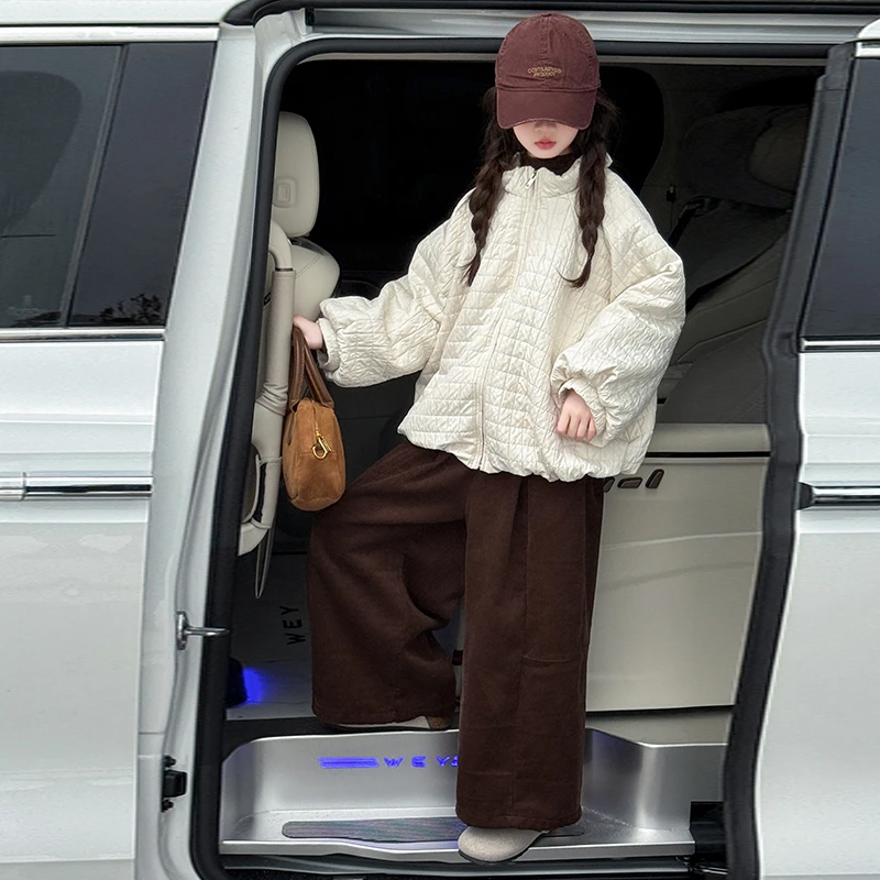 【Maila童装】女童韩系灯笼袖棉服外套秋冬加绒九分休闲裤两件套装