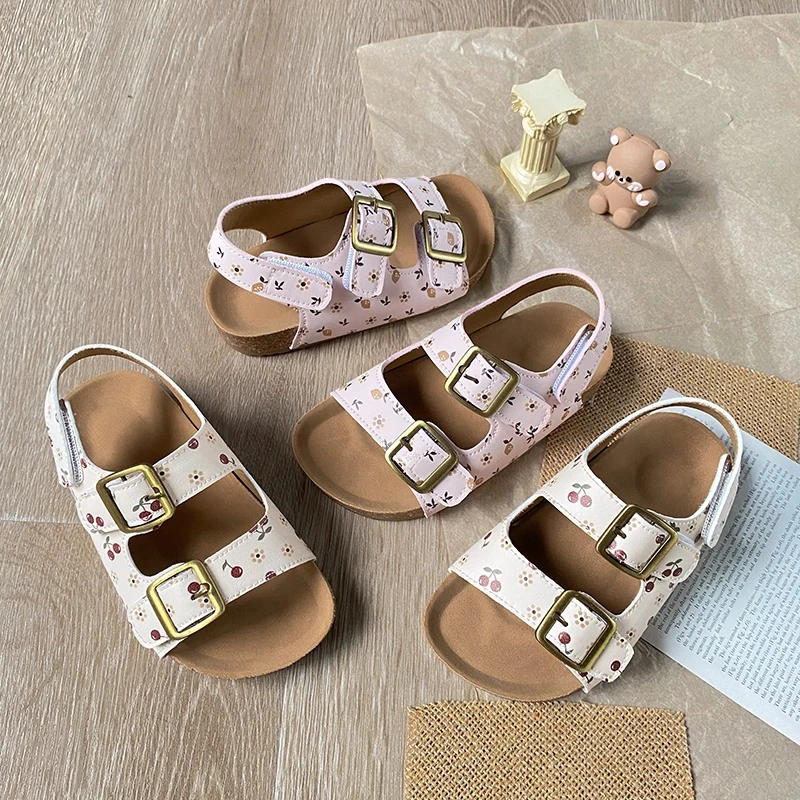 ABC女勃肯2025夏季新款露趾魔术贴儿童夏季鞋子凉鞋