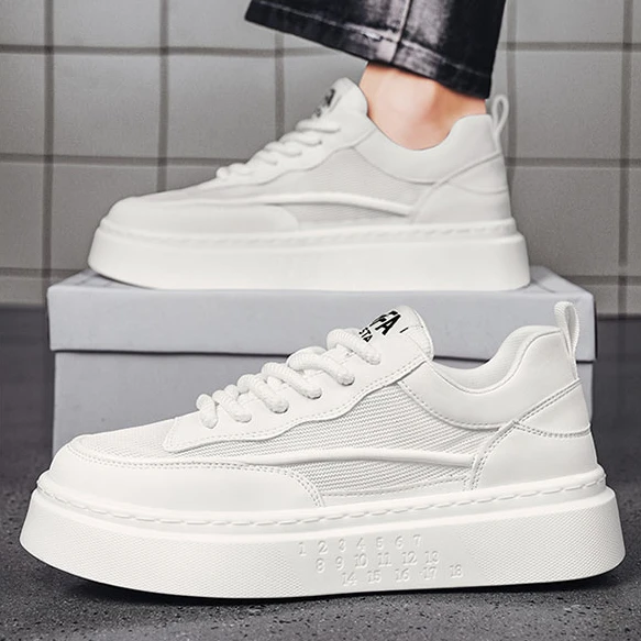 隐形内增高男鞋2025春季新款网面休闲小白鞋韩版厚底百搭运动板鞋