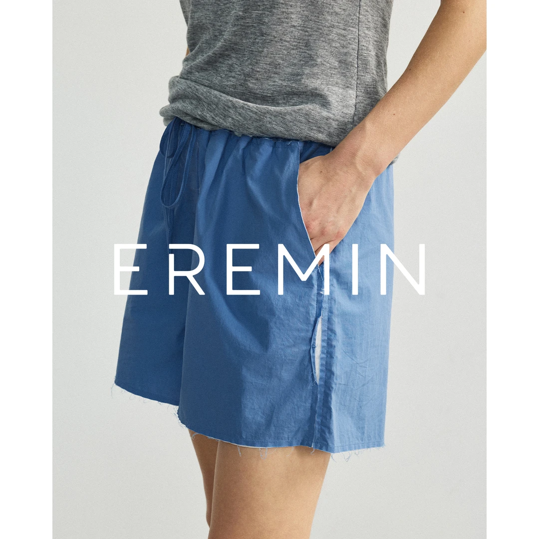 DE Mincollection小破裤/缪系撞色破坏设计抽绳休闲运动短裤55439